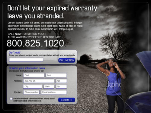 Interactive eBlast Landing Page - Warranty