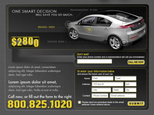 Interactive eBlast Landing Page - Car Warranty